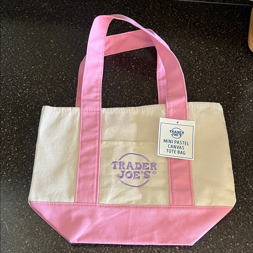 Trader Joe’s Pink & Cream Canvas Mini Tote Bag